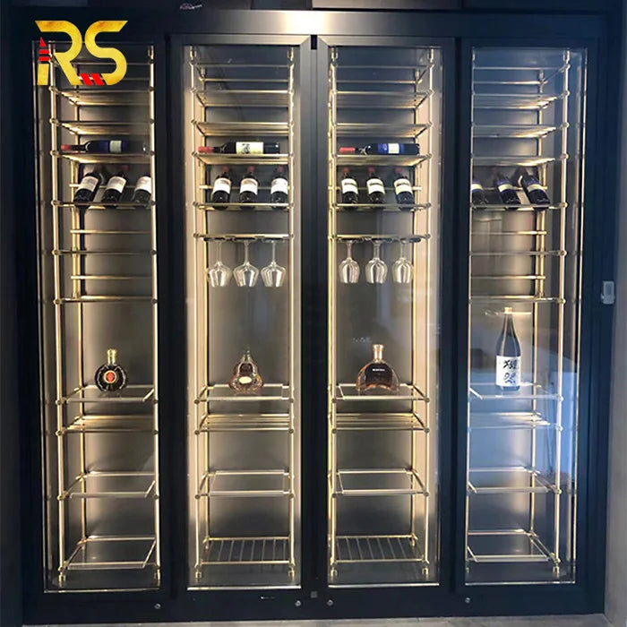 Custom Luxury Stainless Steel Wine Bar Cabinet Modern Commercial Wine Bar Cabinet Display Living Room Wine Cellar Cabinet