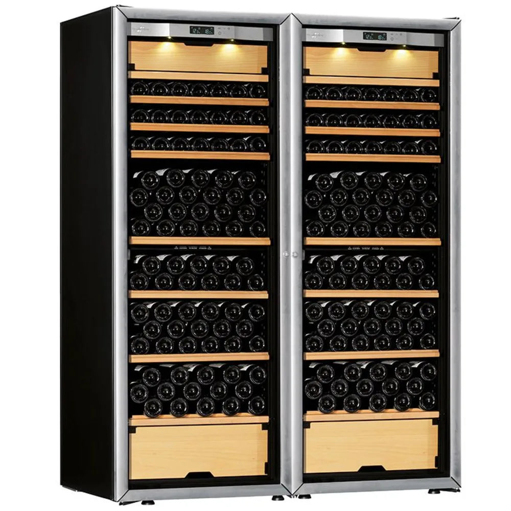 Modern Glass And Stainless Steel LED Lighting Wine Storage Cabinet With Customized Size For Supermarkets/Warehouses