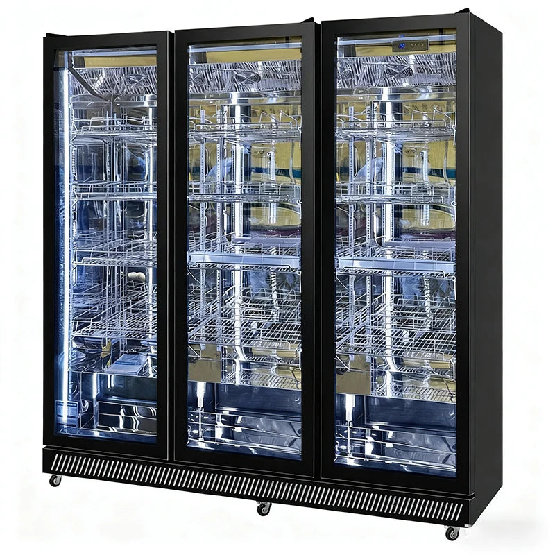 Commercial High End Luxury Hotel 3 Door Refrigerated Glass Display Wine Cabinet Custom Kitchen Cabinet Wine bar Cabinet Home