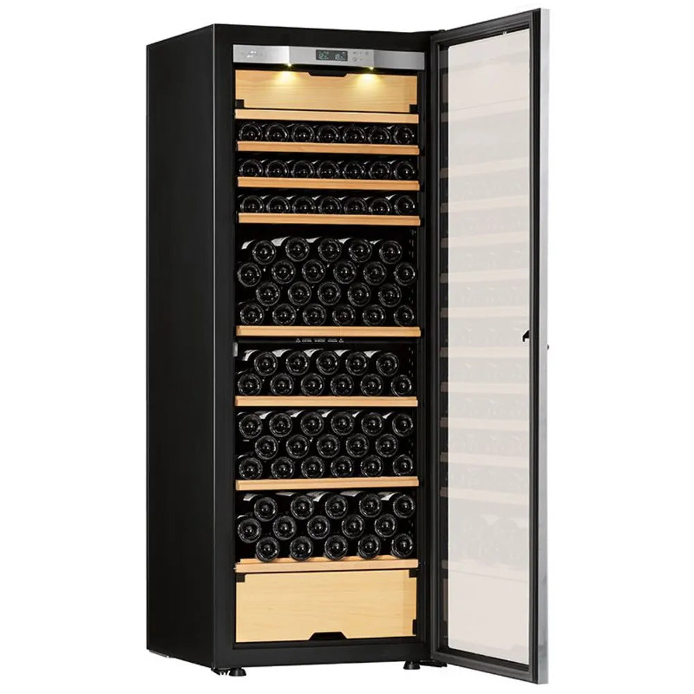 Modern Glass And Stainless Steel LED Lighting Wine Storage Cabinet With Customized Size For Supermarkets/Warehouses